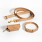 Beige Dog Collar Walk Kit + Poop Bag Holder