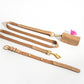 Beige Dog Collar Walk Kit + Poop Bag Holder